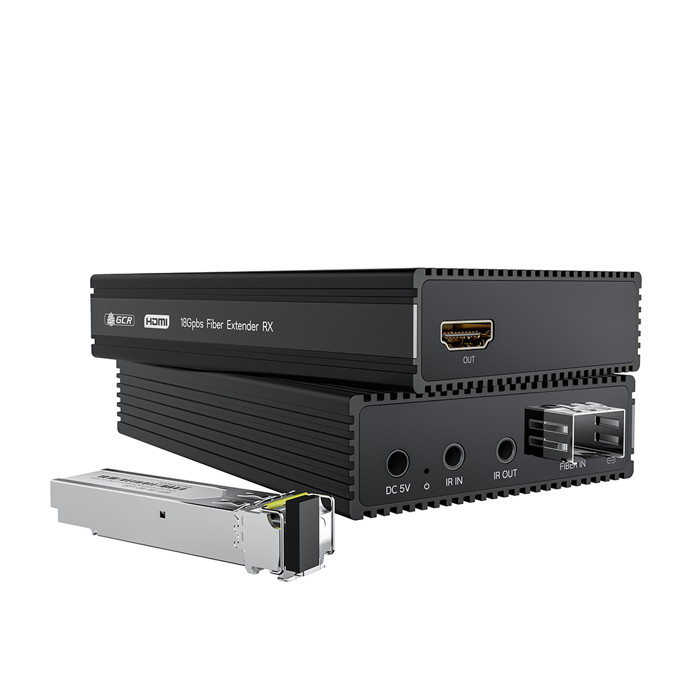 GCR Удлинитель HDMI 2.0 по оптическому кабелю 4K до 20км передатчик + приемник 18 Гбит/с